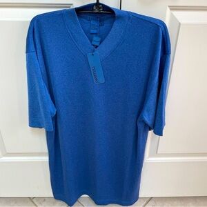 NWT Tulliano Silk Blend V-Neck Ribbed Royal Blue Mens Medium Pullover Shirt